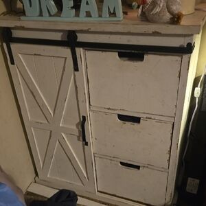 Rustic White Barn Door Cabinet